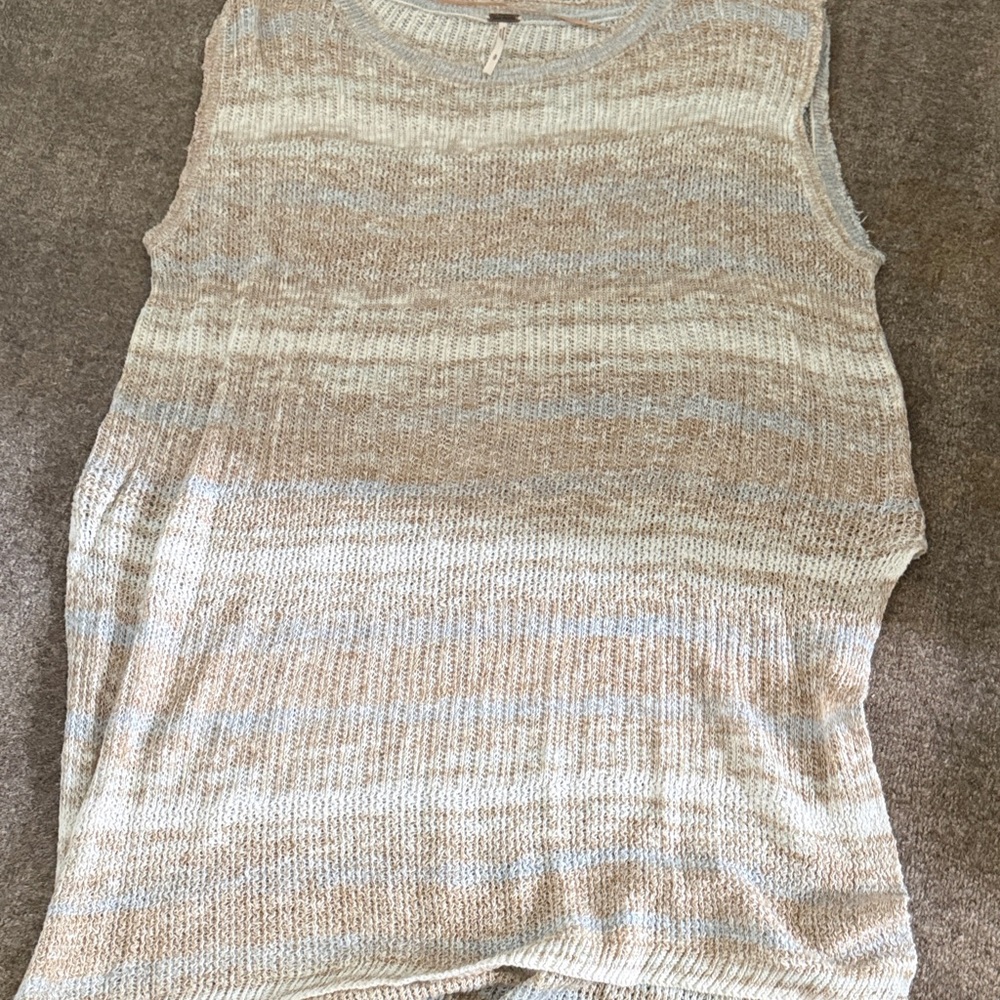 Free People Knit Tank Top - Cream and Tan